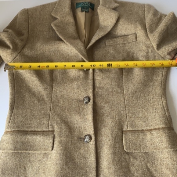 Ralph Lauren Tan Wool Blazer With Horse Buttons Size 10P - Picture 10 of 13